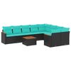 vidaXL Set Divani da Giardino 10 pz con Cuscini Nero in Polyrattan