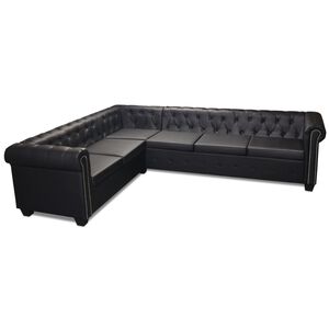 vidaXL Divano Angolare Chesterfield a 6 Posti Pelle Artificiale Nera