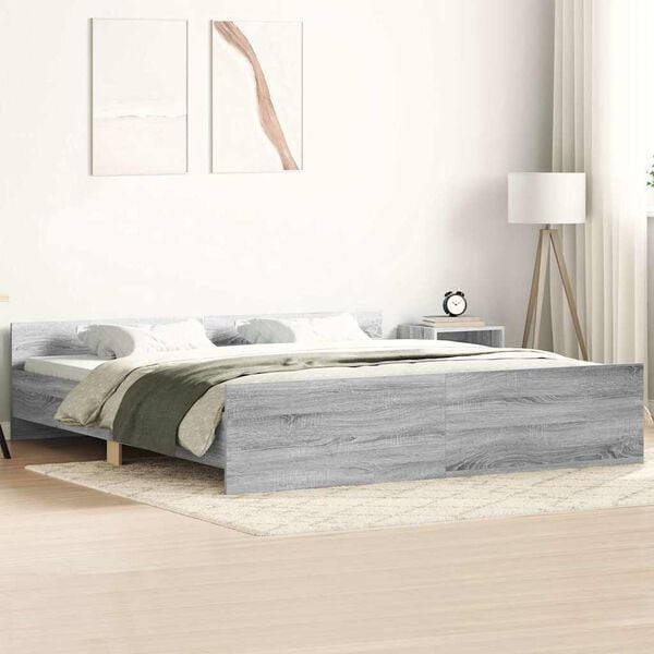 vidaXL Giroletto con Testiera e Pediera Grigio Sonoma 200x200 cm