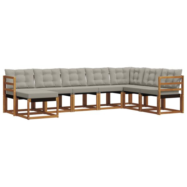 vidaXL Set di divani da esterno 8 pcs Grigio Naturale e Chiaro