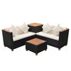 vidaXL Set Divani da Giardino 4 pz con Cuscini in Polyrattan Nero