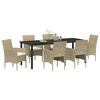 vidaXL Set da Pranzo per Giardino con cuscino 7 pcs Beige polyrattan
