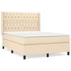 vidaXL Giroletto a Molle con Materasso Crema 140x200 cm in Tessuto