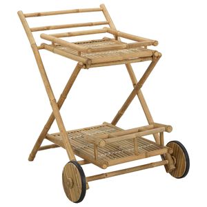 vidaXL Carrello da servizio con ruote Naturale 79 x 67,5 x 84 cm Bamb&ugrave;
