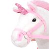 vidaXL Unicorno di Peluche in Piedi Bianco e Rosa XXL