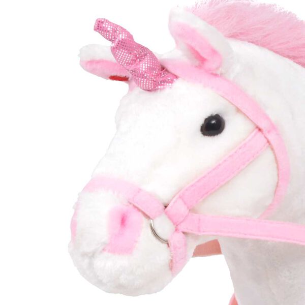 vidaXL Unicorno di Peluche in Piedi Bianco e Rosa XXL