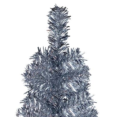 vidaXL Albero di Natale Sottile Preilluminato Argento 180 cm