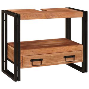 vidaXL Armadio da bagno con cassetto Marrone Legno di Acacia Massello