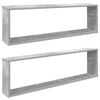vidaXL Mensole Parete Cubo 2pz Grigio Cemento 100x15x30 cm