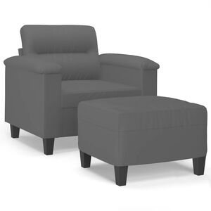 vidaXL Poltrona con Poggiapiedi Grigio Scuro 60 cm Tessuto Microfibra