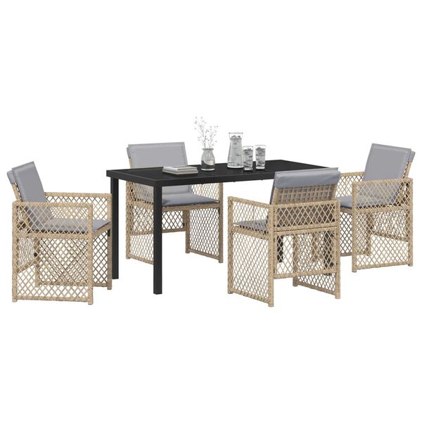 vidaXL Set da Pranzo per Giardino 5 pcs Beige polyrattan
