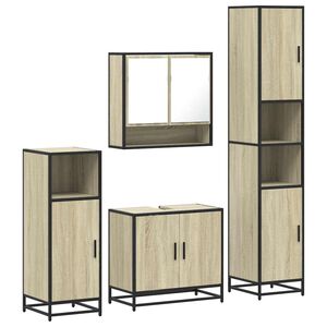 vidaXL Set Mobili da Bagno 4 pz Rovere Sonoma in Legno Multistrato