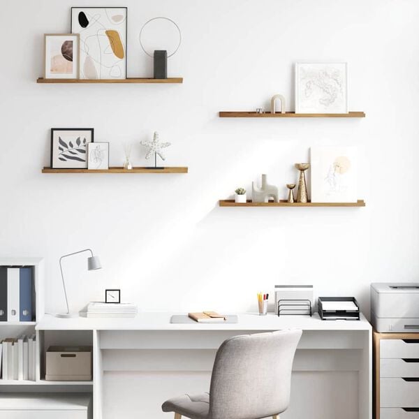 vidaXL Scaffale da parete con lo scaffale 4 pcs Marrone 80 x 9 x 3 cm