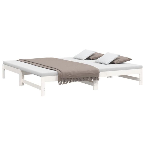 vidaXL Dormeuse Estraibile Bianca 2x(90x200) cm Legno Massello di Pino