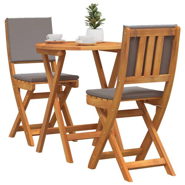 vidaXL Set bistrot 3 pcs Olio Naturale Legno di Acacia Massello