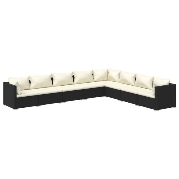 vidaXL Set Divani da Giardino con Cuscini 8 pz in Polyrattan Nero