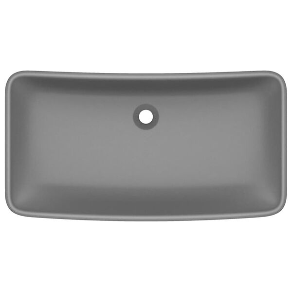 vidaXL Lavabo Lusso Rettangolare Grigio Scuro Opaco 71x38 cm Ceramica