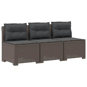 vidaXL Divano da giardino 3 posti con cuscini in look rattan PP