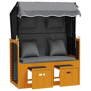 vidaXL Strandkorb con Cuscino Polyrattan Legno Massello Nero Antracite
