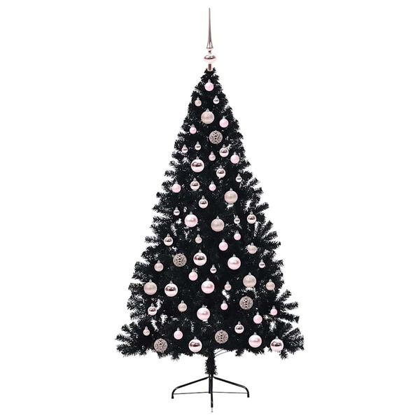 vidaXL Albero di Natale artificiale con luci integrate Nero 180 cm PVC