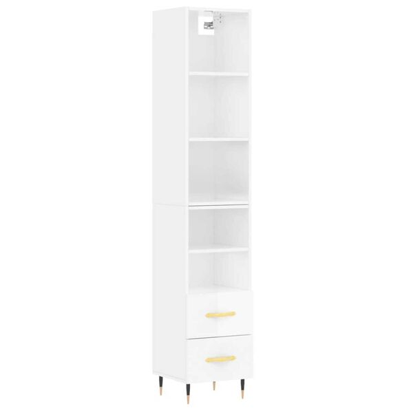 vidaXL Credenza 34,5x34x180 cm in Legno Multistrato Bianco Lucido