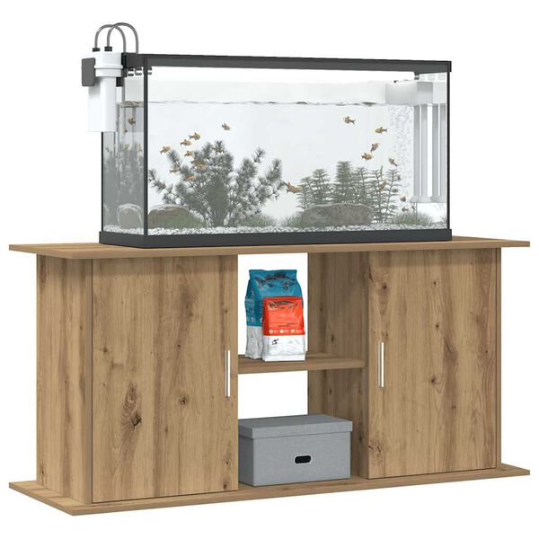 vidaXL Supporto per acquario artigianale in rovere 121x41x58 cm in legno ingegnerizzato