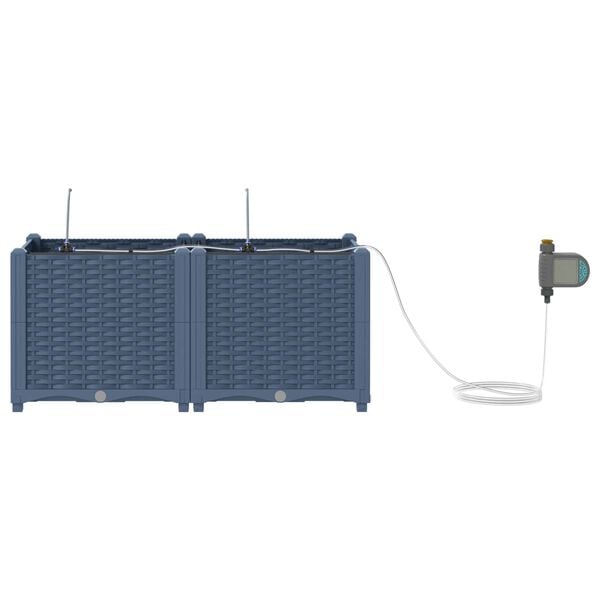 vidaXL Vaso da giardino 2 pcs Grigio 80 x 40 x 37,5 cm Plastica