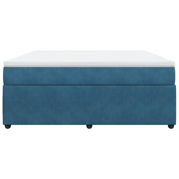 vidaXL Giroletto a Molle con Materasso Blu Scuro 180x200 cm in Velluto