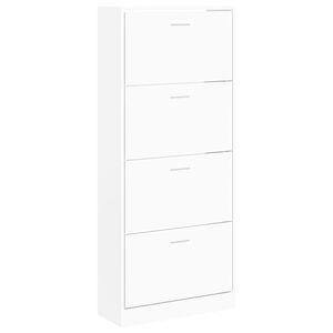 vidaXL Scarpiera Bianca 63x24x147 cm in Legno Multistrato