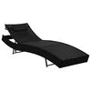 vidaXL Lettino Prendisole con Cuscino in Polyrattan Nero