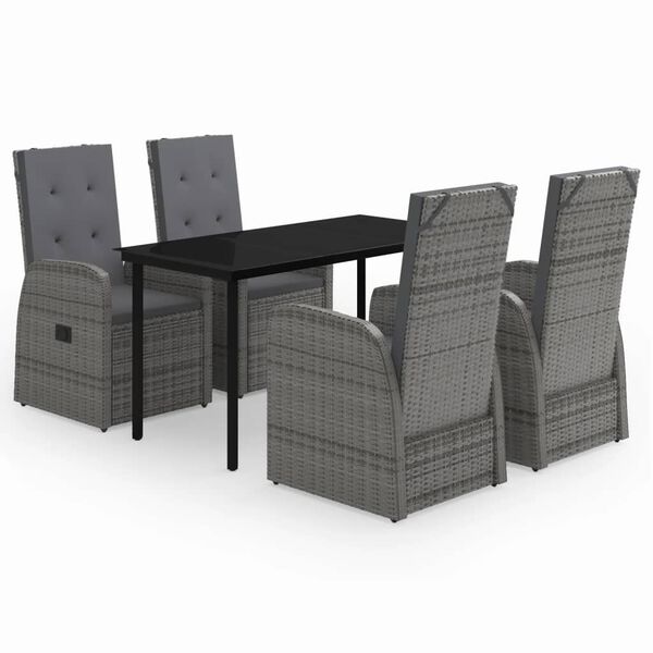 vidaXL Set da Pranzo da Giardino 5 pz con Cuscini Grigio