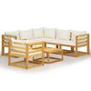 vidaXL Set Divani da Giardino 7 pz con Cuscini Crema Massello Acacia