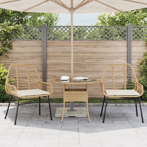 vidaXL Sedie da Giardino 2pz con Cuscini Marrone in Polyrattan