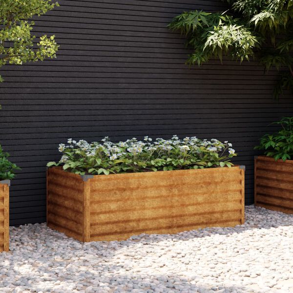vidaXL Letto Rialzato da Giardino 100x50x36 cm in Acciaio Corten