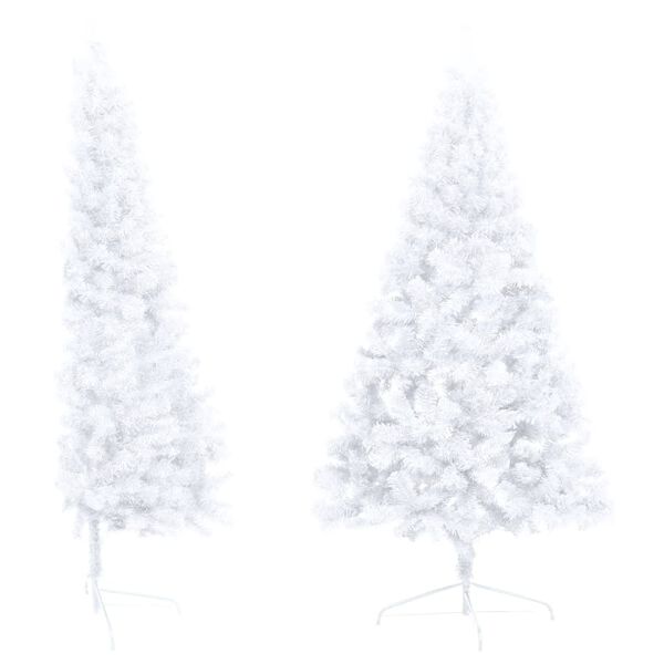 vidaXL Albero di Natale a Metà Preilluminato con Palline Bianco 120 cm