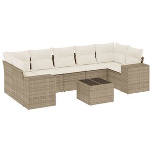 vidaXL Set Divano da Giardino 8 pz con Cuscini Beige in Polyrattan