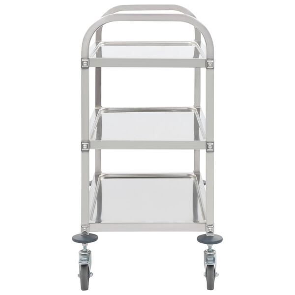vidaXL Carrello da Cucina a 3 Livelli 95x45x83,5 cm in Acciaio Inox