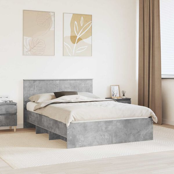 vidaXL Struttura del letto con testiera Grigio cemento 150 x 200 cm