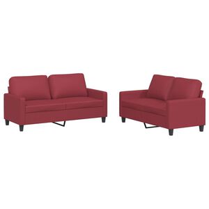 vidaXL Set di Divani 2 pz con Cuscini Rosso Vino in Similpelle