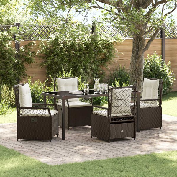 vidaXL Set da Pranzo per Giardino 5 pcs Marrone polyrattan