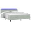 vidaXL Letto a Sorgente LED Grigio chiaro 180 x 200 cm Velluto