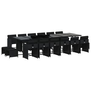 vidaXL Set da Pranzo da Giardino 17 pz con Cuscini Nero in Polyrattan