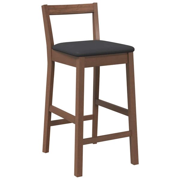 vidaXL Sgabelli da Bar con Cuscini 2pz Marrone Legno Massello di Hevea
