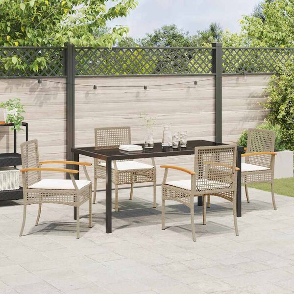 vidaXL Set da Pranzo per Giardino 5 pcs Beige polyrattan