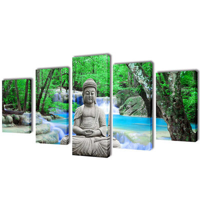 5 pz Set Stampa su Tela da Muro Buddha 100 x 50 cm