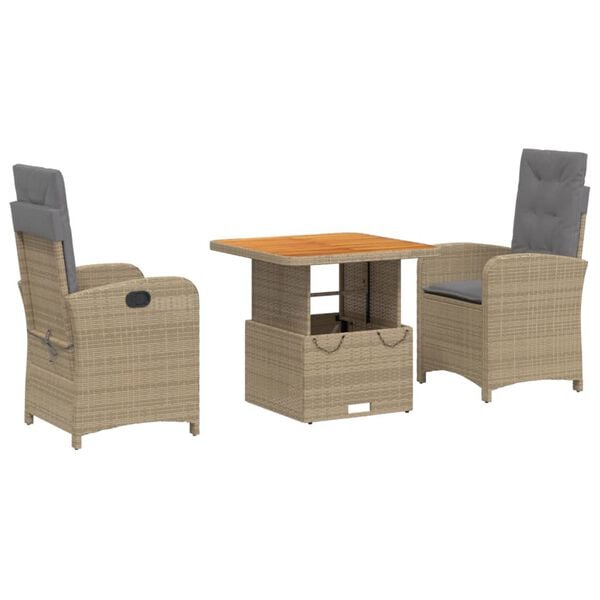 vidaXL Set da Pranzo da Giardino 5 pz con Cuscini Beige in Polyrattan