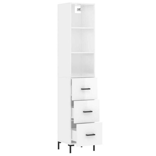 vidaXL Credenza 34,5x34x180 cm in Legno Multistrato Bianco Lucido