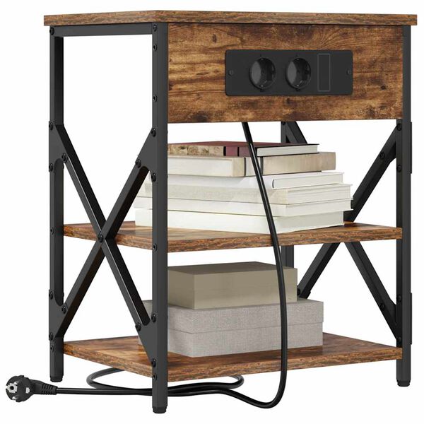 vidaXL Armadio da Notte Rovere fum&eacute; 41 x 31 x 51 cm Legno multistrato