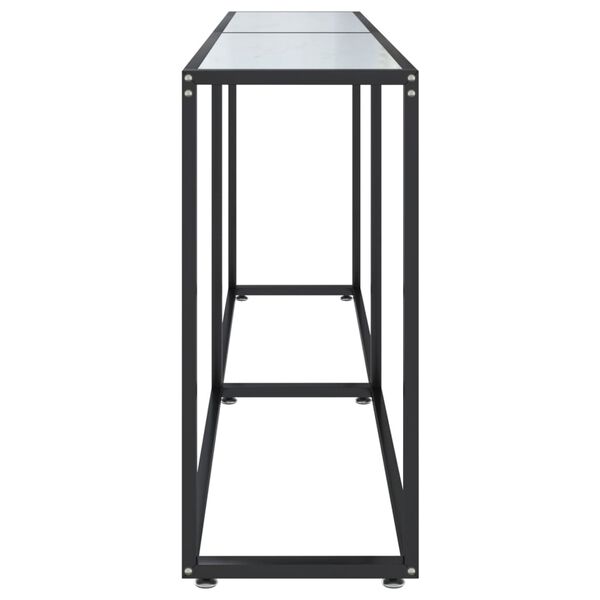 vidaXL Tavolo Consolle Bianco Marmo 180x35x75,5 cm in Vetro Temperato