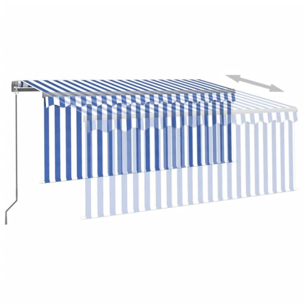 vidaXL Tenda Sole Retrattile Manuale con Parasole 3x2,5m Blu e Bianco